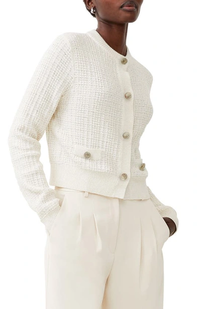 Shop French Connection Metallic Cotton Blend Cardigan In Classic Cr