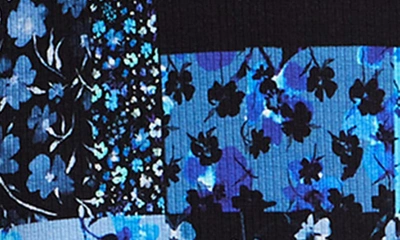 Shop Desigual Floral Ribbed Midi Dress In Blue