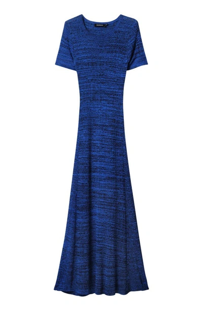 Shop Desigual Tira Marled Rib Midi Sweater Dress In Blue