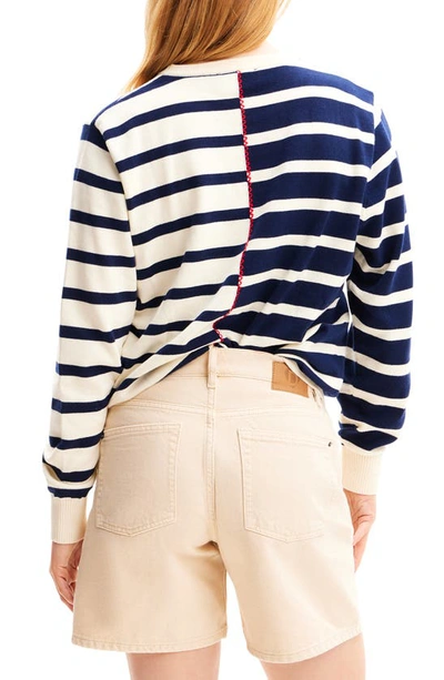 Shop Desigual Jers Tula Mixed Stripe Cotton Sweater In White