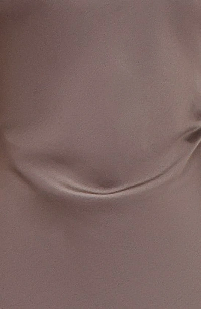 Shop House Of Cb Catiana Asymmetric Satin Cocktail Dress In Pebble Grey