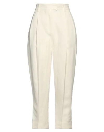 Shop Brunello Cucinelli Woman Pants Ivory Size 6 Viscose, Linen, Brass In White