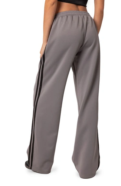 Edikted Robyn Side Stripe Track Pants In Dark-gray