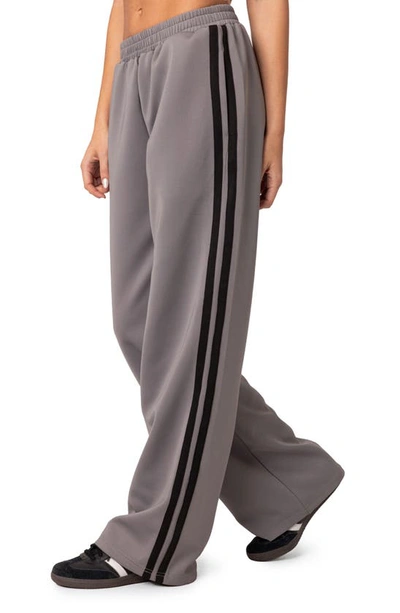 Edikted Robyn Side Stripe Track Pants In Dark-gray