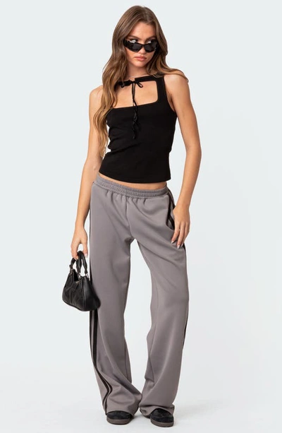 Edikted Robyn Side Stripe Track Pants In Dark-gray