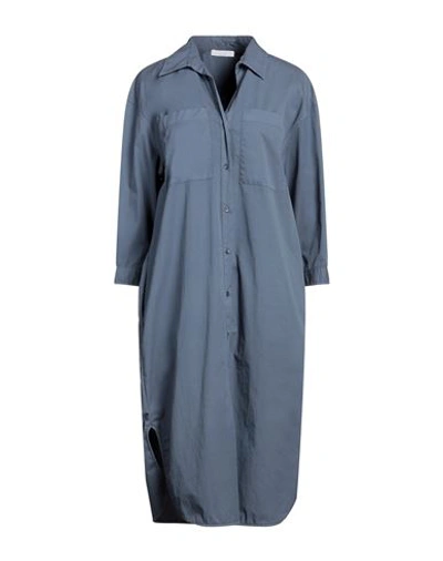 Shop Peserico Easy Woman Midi Dress Slate Blue Size 6 Cotton, Polyamide, Elastane