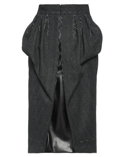 Shop Maison Margiela Woman Midi Skirt Charcoal Size 8 Wool, Polyester, Polyurethane Resin In Grey