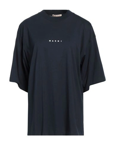 Shop Marni Woman T-shirt Midnight Blue Size 2 Cotton