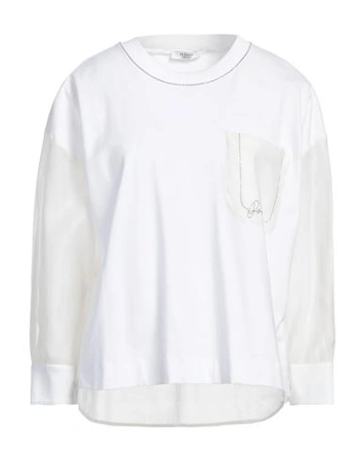 Shop Peserico Woman T-shirt White Size 6 Cotton, Silk, Elastane