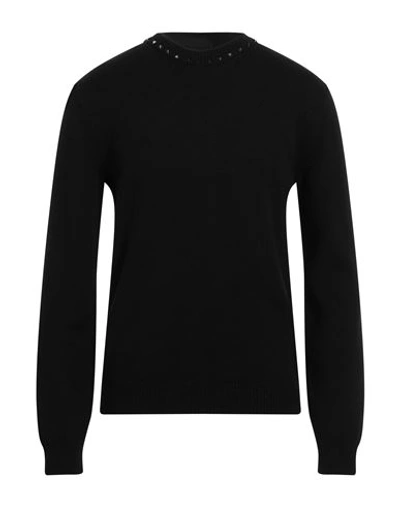 Valentino Garavani Man Sweater Black Size Xl Cashmere In Black