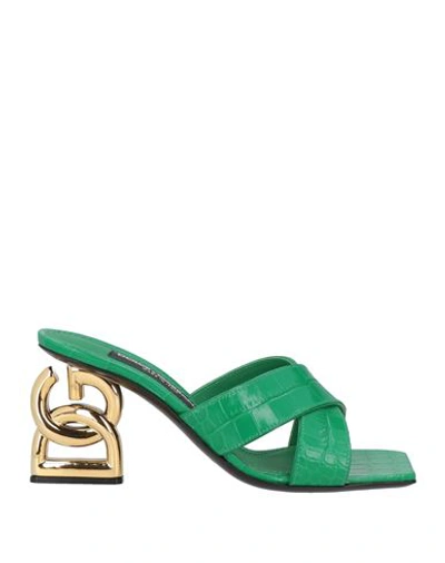 Shop Dolce & Gabbana Woman Sandals Green Size 6 Calfskin