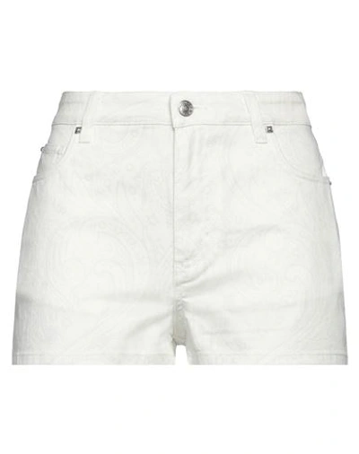 Shop Etro Woman Denim Shorts Ivory Size 28 Cotton, Elastane In White