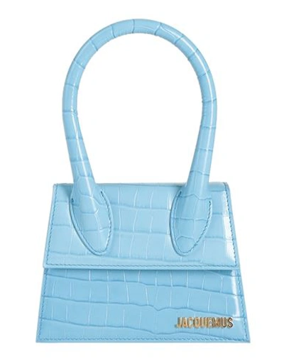 Shop Jacquemus Woman Handbag Sky Blue Size - Soft Leather