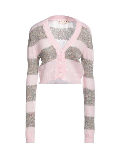 Shop Marni Woman Cardigan Pink Size 8 Polyamide, Mohair Wool, Virgin Wool, Wool