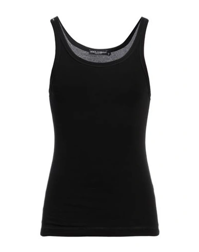 Dolce & Gabbana Marcello Ribbed-knit Tank Top In Black
