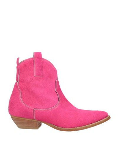 Shop P.a.r.o.s.h P. A.r. O.s. H. Woman Ankle Boots Fuchsia Size 7 Leather In Pink