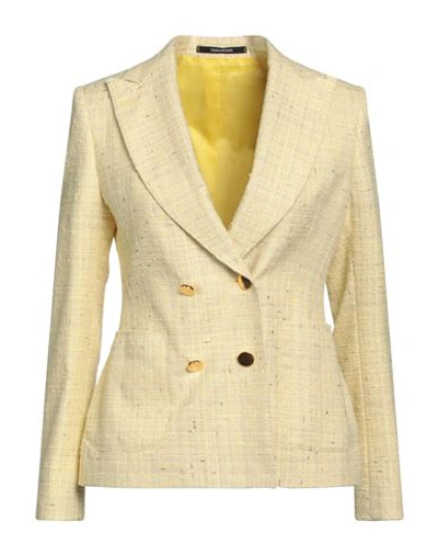Shop Tagliatore 02-05 Woman Blazer Yellow Size 12 Cotton, Viscose, Polyamide, Metallic Fiber