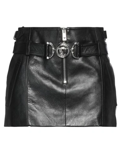 Shop Versace Woman Mini Skirt Black Size 6 Calfskin