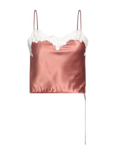 Shop Saint Laurent Woman Top Pastel Pink Size 10 Silk, Cotton, Polyamide