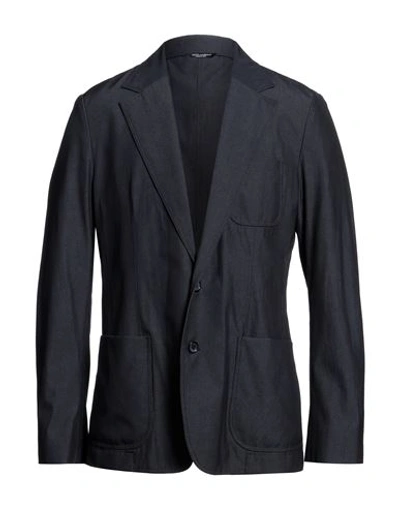 Shop Dolce & Gabbana Man Blazer Midnight Blue Size 40 Virgin Wool, Polyamide