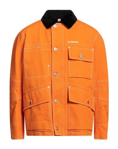 Shop Burberry Man Jacket Orange Size 40 Cotton