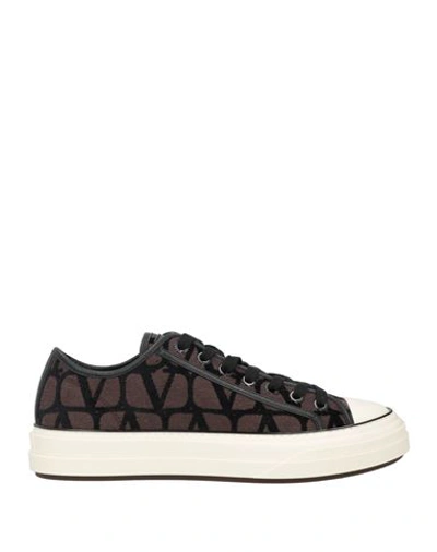 Shop Valentino Garavani Man Sneakers Dark Brown Size 9 Leather, Textile Fibers