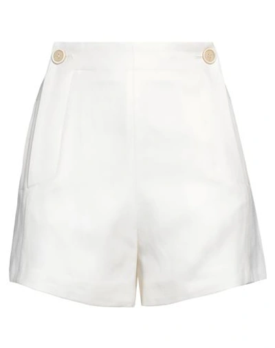 Shop Chloé Woman Shorts & Bermuda Shorts Ivory Size 8 Virgin Wool, Linen In White