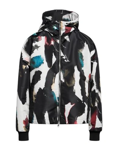 Alexander Mcqueen Graffiti Logo Printed Nylon Jacket In Black