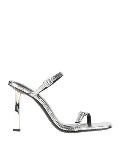 By Far Woman Sandals Silver Size 10 Soft Leather In Silver