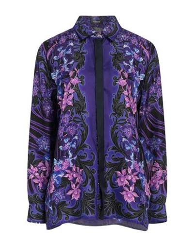 Shop Versace Woman Shirt Purple Size 6 Silk