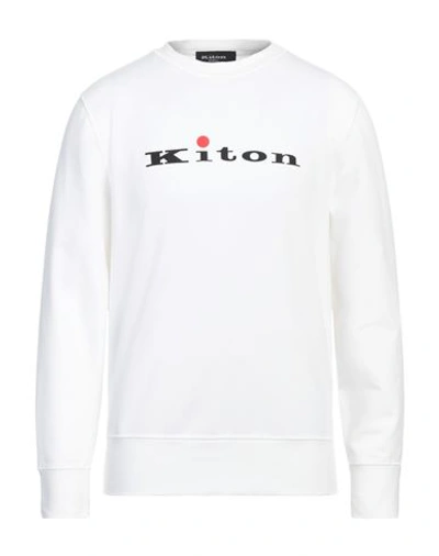 Shop Kiton Man Sweatshirt White Size L Cotton, Elastane