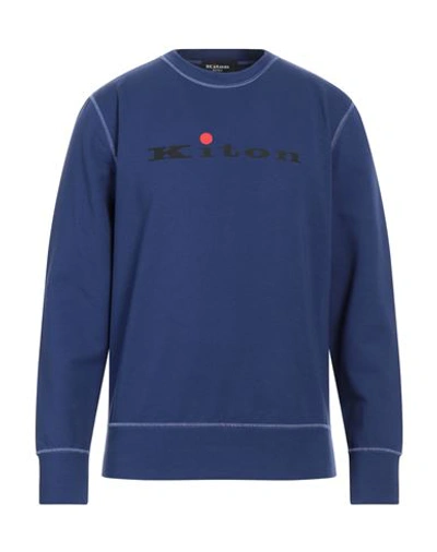 Shop Kiton Man Sweatshirt Blue Size Xl Cotton, Elastane