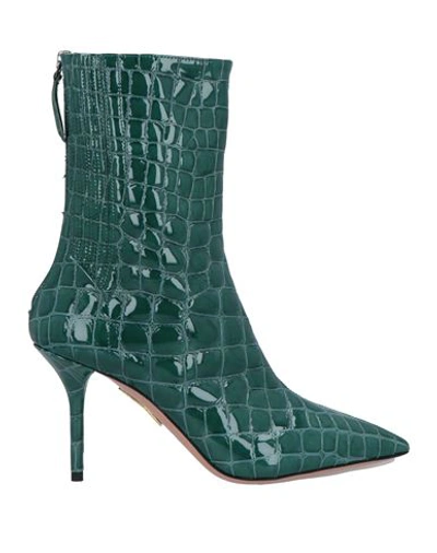 Shop Aquazzura Woman Ankle Boots Green Size 7.5 Soft Leather
