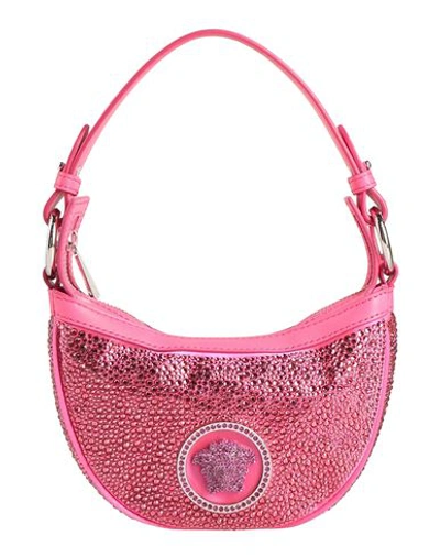 Shop Versace Woman Handbag Fuchsia Size - Viscose, Silk, Lambskin In Pink