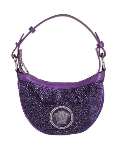 Shop Versace Woman Handbag Purple Size - Viscose, Silk, Lambskin