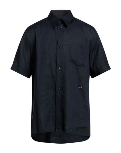 Shop Dolce & Gabbana Man Shirt Midnight Blue Size 17 Linen