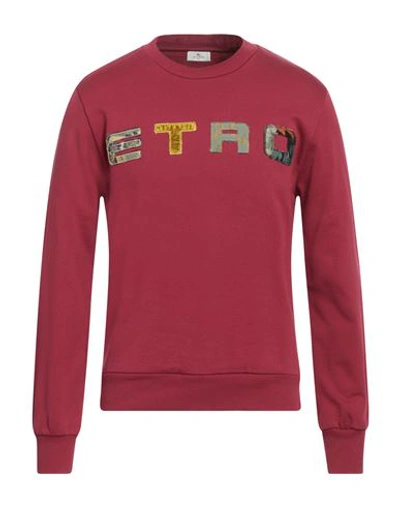 Shop Etro Man Sweatshirt Garnet Size L Cotton In Red