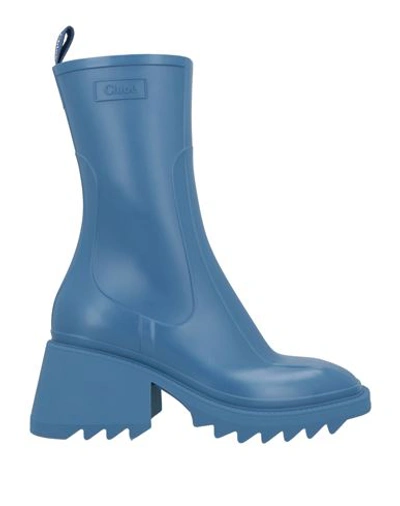 Shop Chloé Woman Ankle Boots Slate Blue Size 8 Rubber