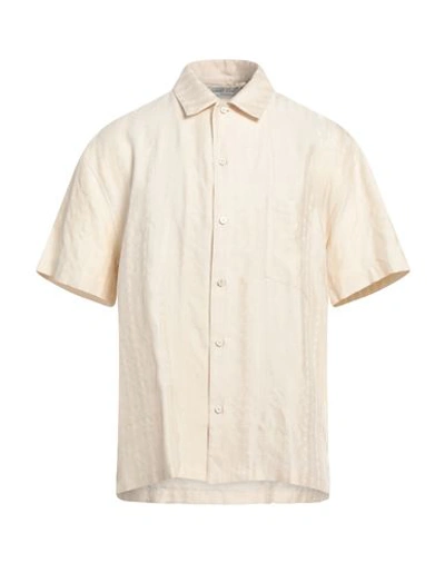 Shop Golden Goose Man Shirt Beige Size L Lyocell, Linen