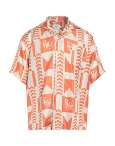 Shop Rhude Man Shirt Orange Size L Viscose