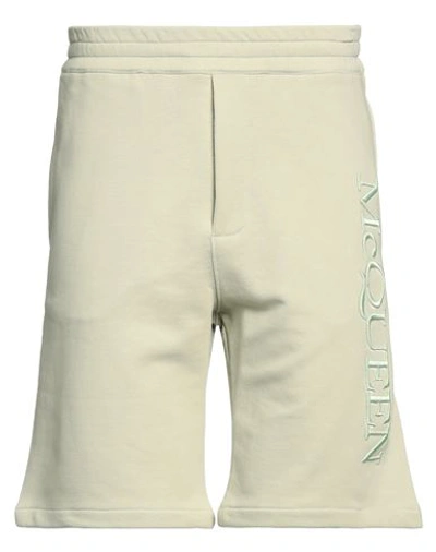 Shop Alexander Mcqueen Man Shorts & Bermuda Shorts Sage Green Size Xl Cotton, Viscose, Polyester