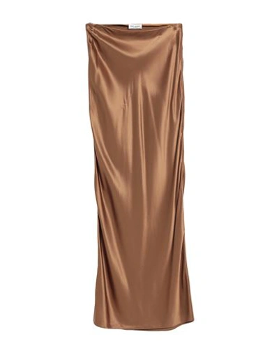 Shop Saint Laurent Woman Maxi Skirt Camel Size 8 Silk In Beige