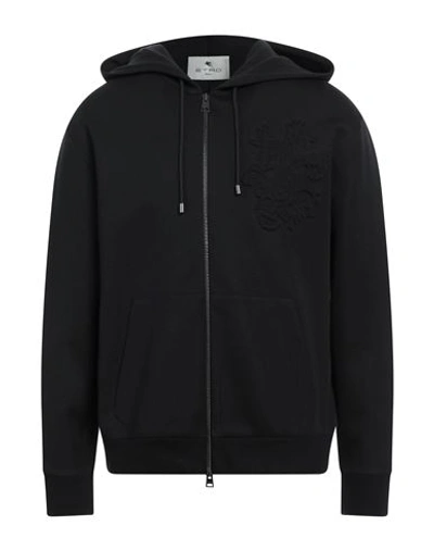 Shop Etro Man Sweatshirt Black Size L Cotton, Polyamide, Elastane
