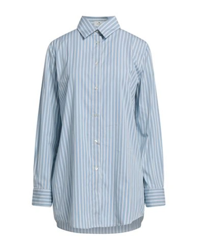 Etro Woman Shirt Light Blue Size 6 Cotton In Blue