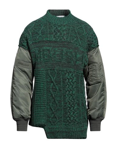 Shop Ambush Man Turtleneck Dark Green Size L Polyamide, Wool, Viscose, Cashmere, Acrylic