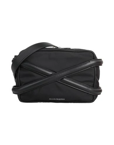 Shop Alexander Mcqueen Man Cross-body Bag Black Size - Textile Fibers, Leather