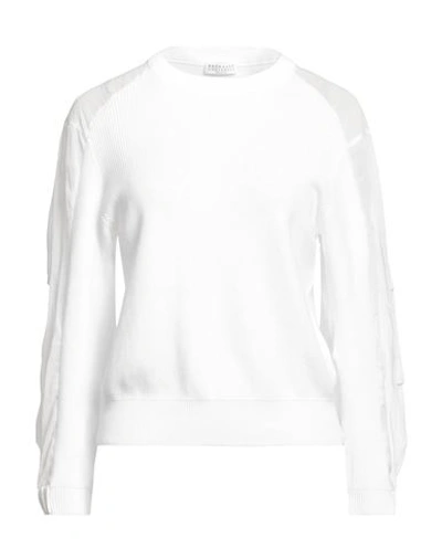 Shop Brunello Cucinelli Woman Sweater White Size M Cotton, Brass
