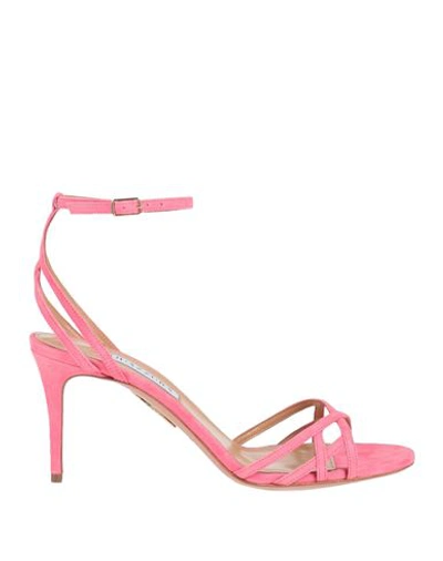 Shop Aquazzura Woman Sandals Pink Size 7.5 Soft Leather