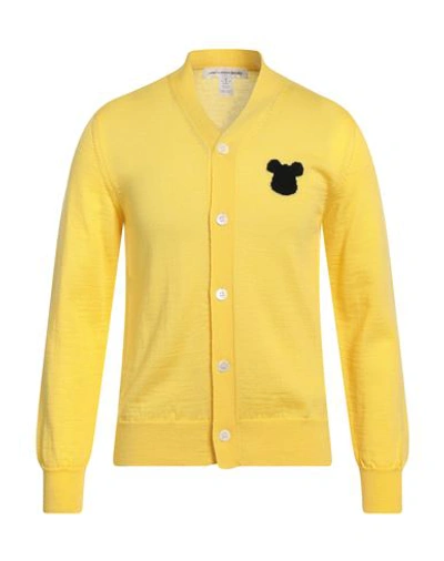 Shop Comme Des Garçons Shirt Man Cardigan Yellow Size S Acrylic, Wool