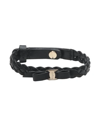 Shop Ferragamo Woman Bracelet Black Size - Soft Leather